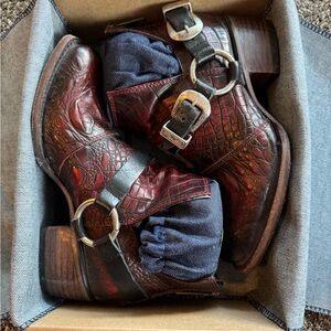 Freebird Truce Red Crocodile Pattern Leather Boots